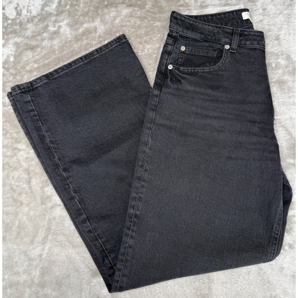 H&M Black Wash Wide Leg Denim Jeans Womens Size 8 NWOT